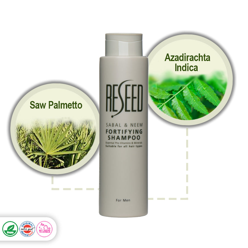 Saw Palmetto , Azadirachta Indica, Vegan, Cruelty Free, Derma test Approved, Sabal & Neem, Fortifying Shampoo, For Men, Gender Specific,